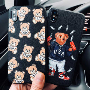 Gluren Grap vloot Cute Italy luxury brand bear Skin texture cover case for iphone 6 S 7 –  Gleesbuy