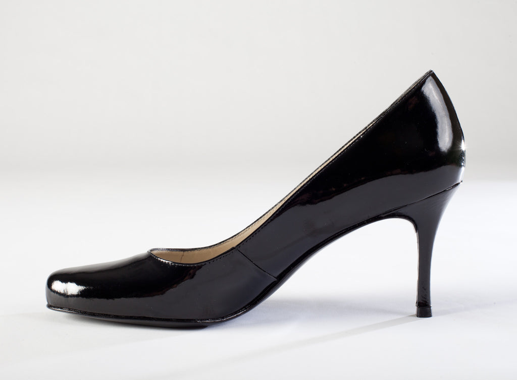 Classic Large Size Black Patent Leather Pump With 3 Inch Heel Zofie Shoes