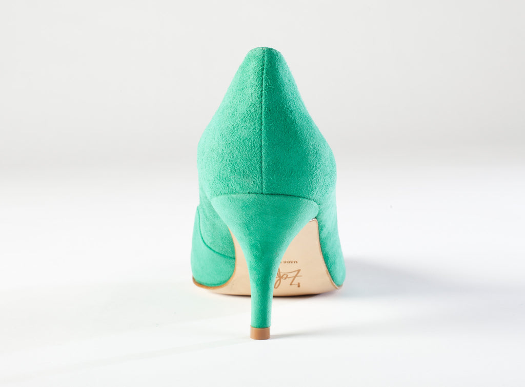 emerald green kitten heel shoes