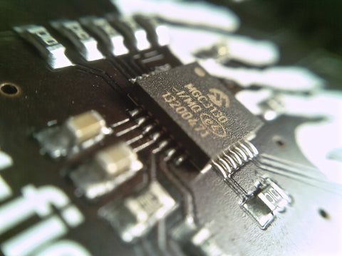 Macro shot of circuit board.