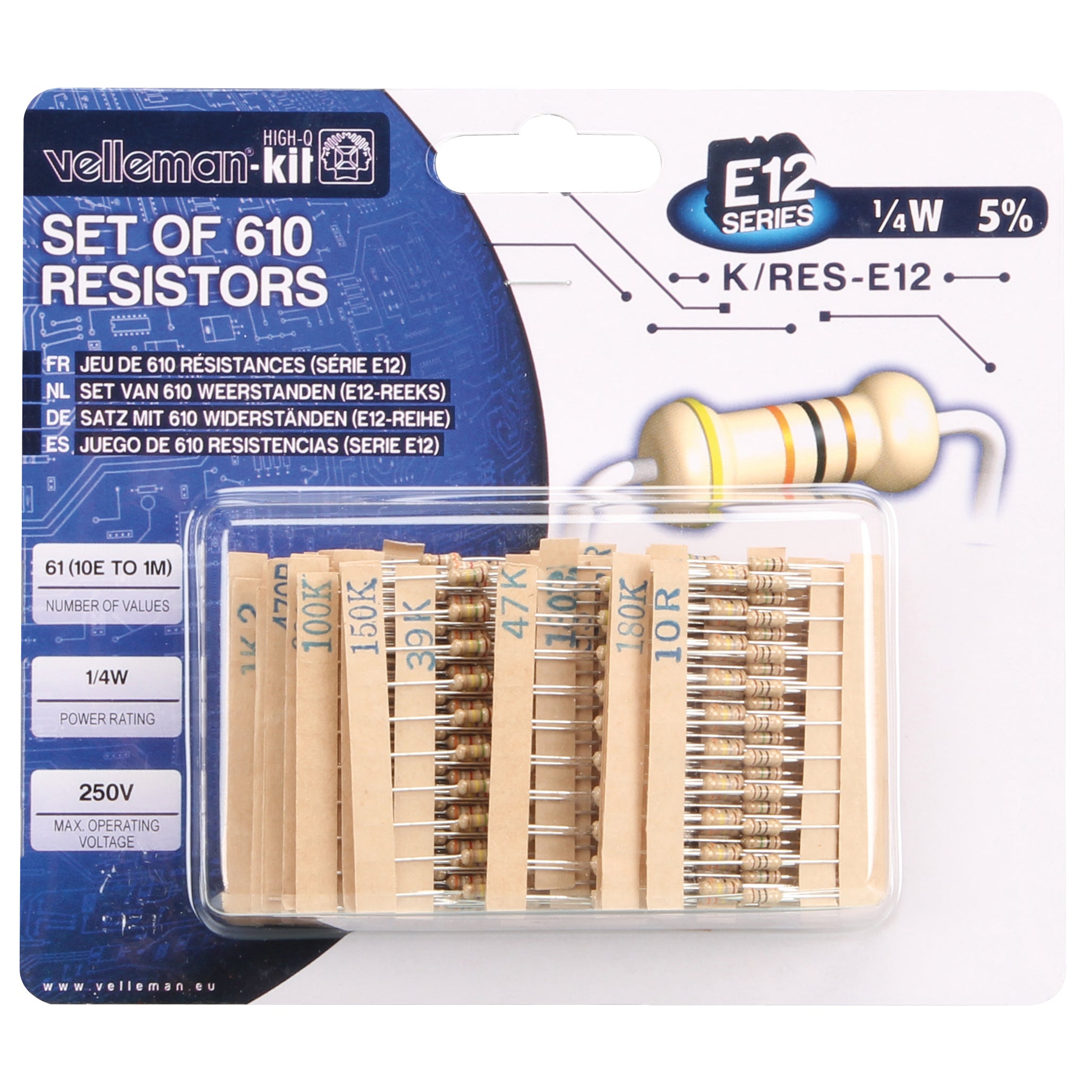 Resistor Set E12 Series - 10Ω to 1MΩ (610pcs)