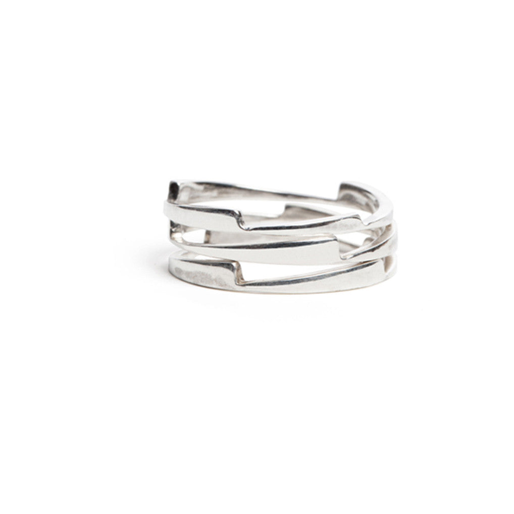 Silver razor stack rings