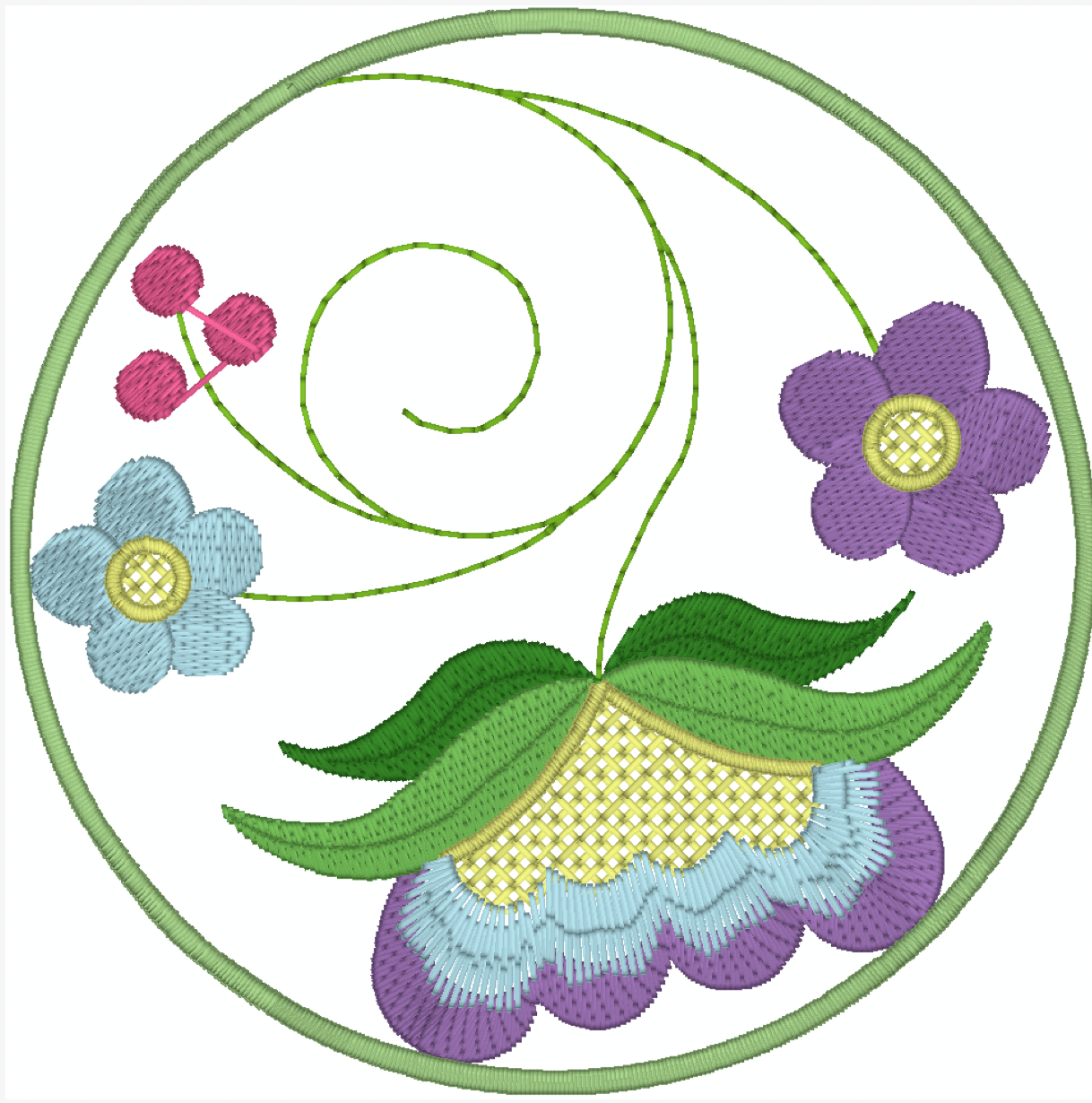 Jacobean Circle Flowers [4x4] 11507 Machine Embroidery Designs
