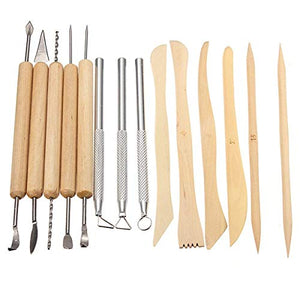 Wood Pottery Tool Set, Wartoon 22 Piece All-in-one Wood Clay Modeling Tools Boxwood Sculpey Sculpture Ceramic Tools Kit with Convient Carry Storage Case - His Perfect Gifts