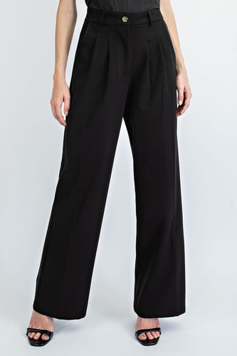 Larissa Trousers - Linen Look Mid Waisted Relaxed Straight Leg Trousers in  Oatmeal