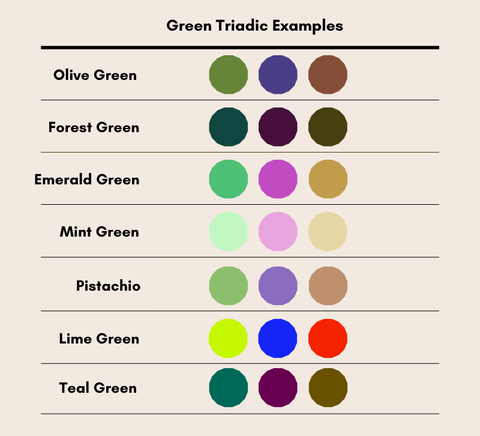 green triadic colors