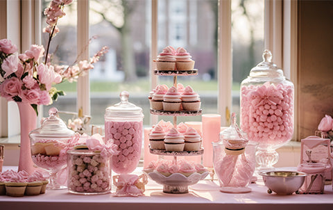 An ai-generated image of pink cupcakes at a Barbie inspired wedding