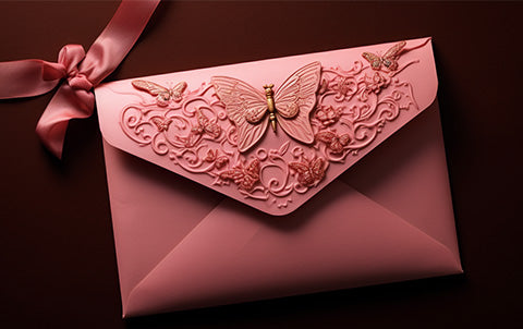 An ai-generated image of a pink wedding invitation to a Barbie inspired wedding