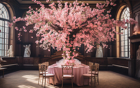 An ai-generated image of pink table flowers at a Barbie inspired wedding