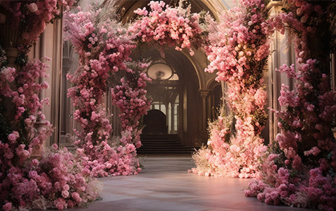 An ai-generated image of pink flowers at a Barbie inspired wedding