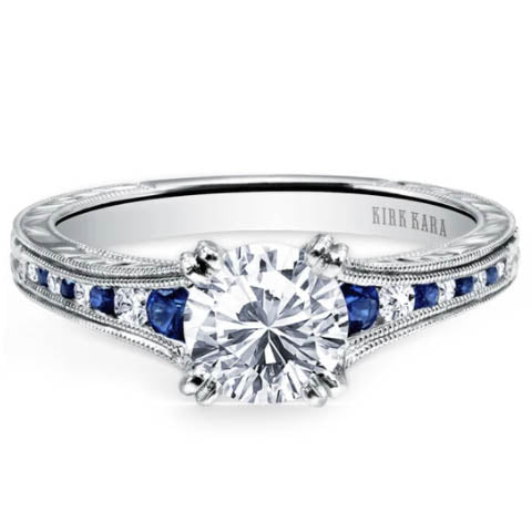 Kirk Kara Stella Blue Sapphire Channel Set Diamond Engagement Ring