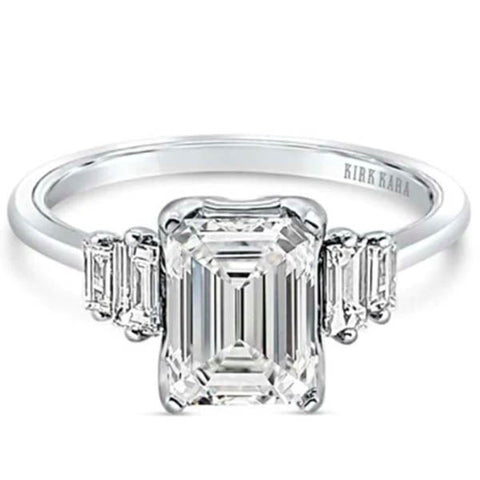 Kirk Kara Stella Five Stone Emerald and Baguette Diamond Engagement Ring