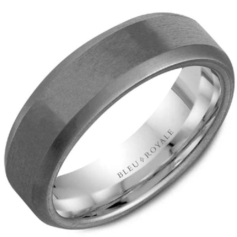 Bleu Royale Grey Sandpaper Finish Tantalum Wedding Band