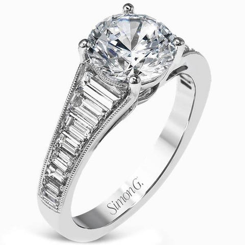 Simon G. 18K White Gold Diamond Baguette Engagement Ring