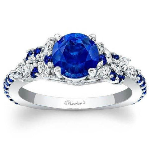 Buy Barkev's Blue Sapphire Diamond Encrusted Petal Engagement Ring