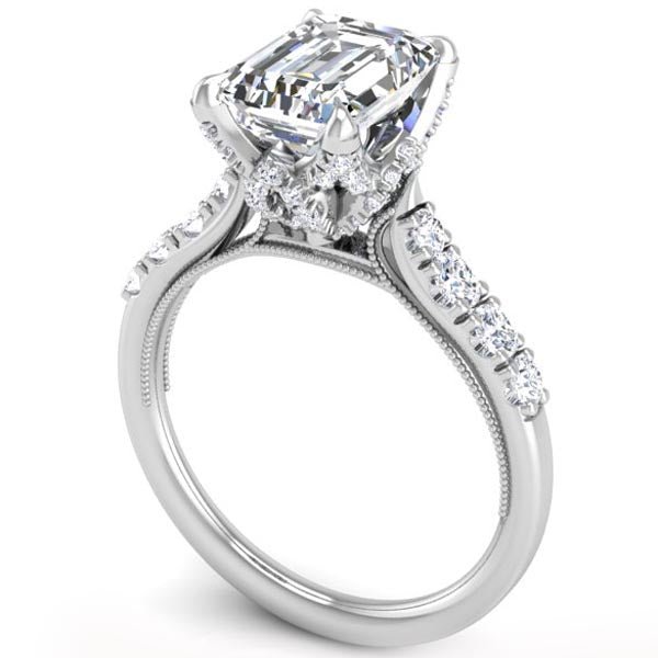 Teal Sapphire and Diamond Geometric Emerald Cut Engagement Ring – ARTEMER