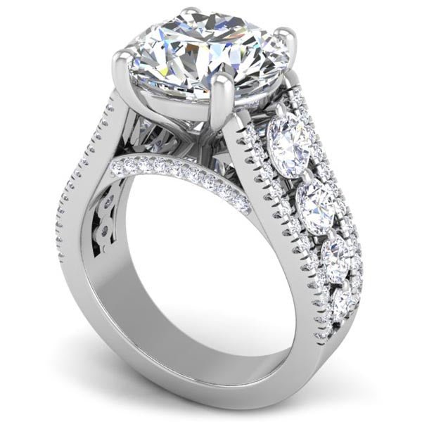 BGLG Hampton 5.5 Carat Round Lab-Grown Diamond Engagement Ring with Large Graduating Side Lab-Diamon