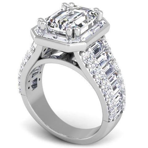 5.5 Carat Round Lab-Grown Diamond Engagement Ring with Graduating Sides