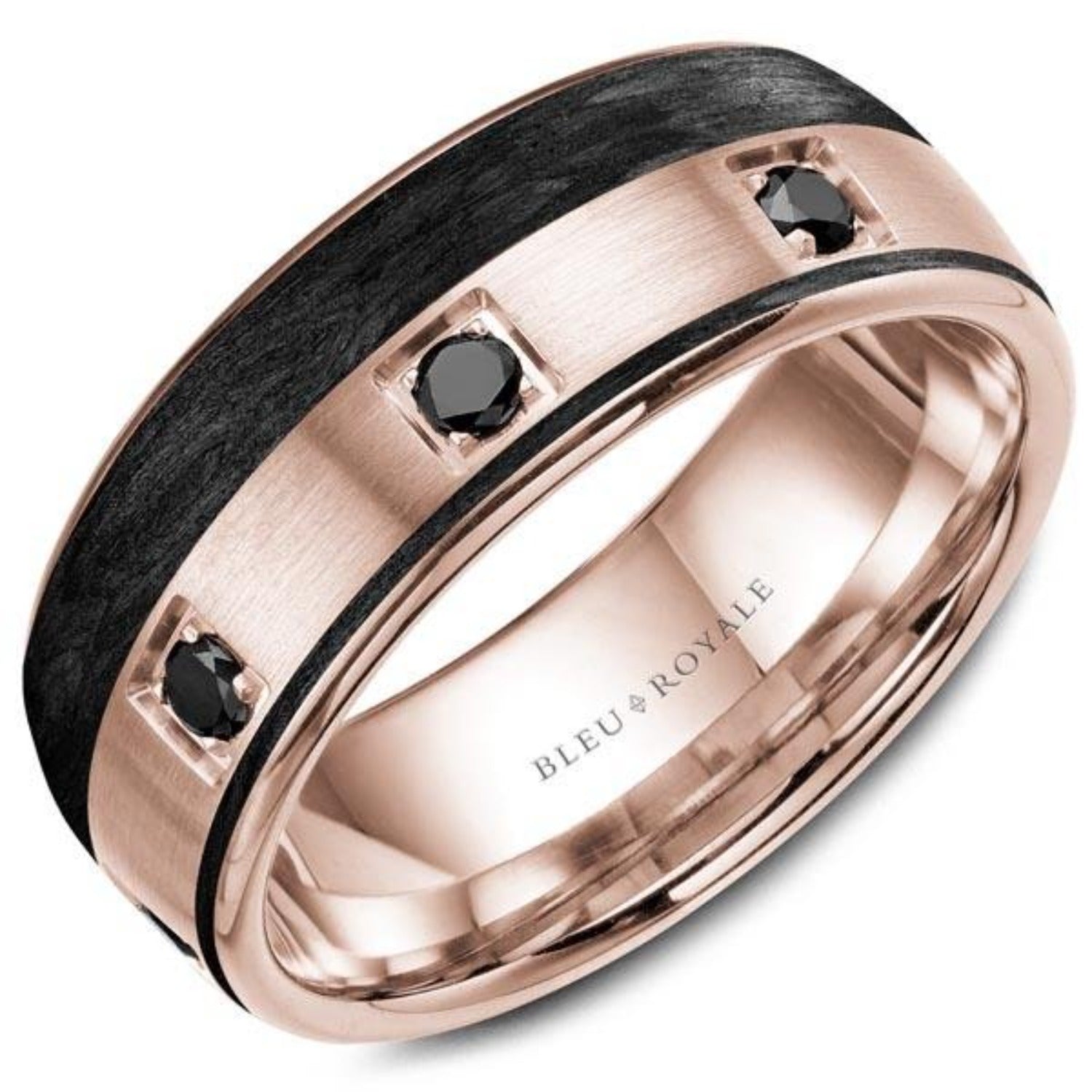 Bleu Royale Black Diamond & Carbon Stripe Wedding Band