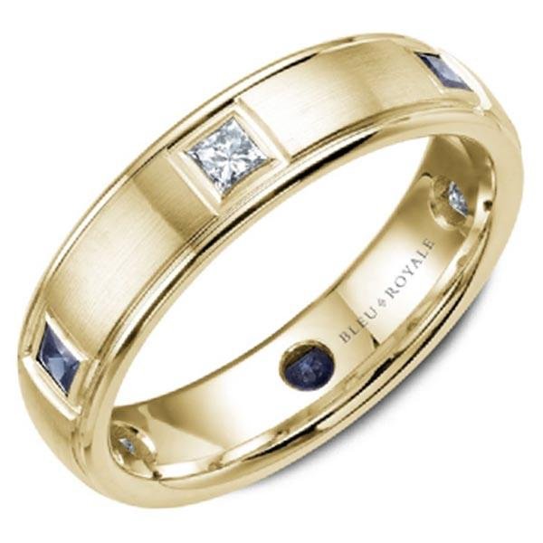 Bleu Royale Blue Sapphire & Diamond Princess Cut Eternity Wedding Band