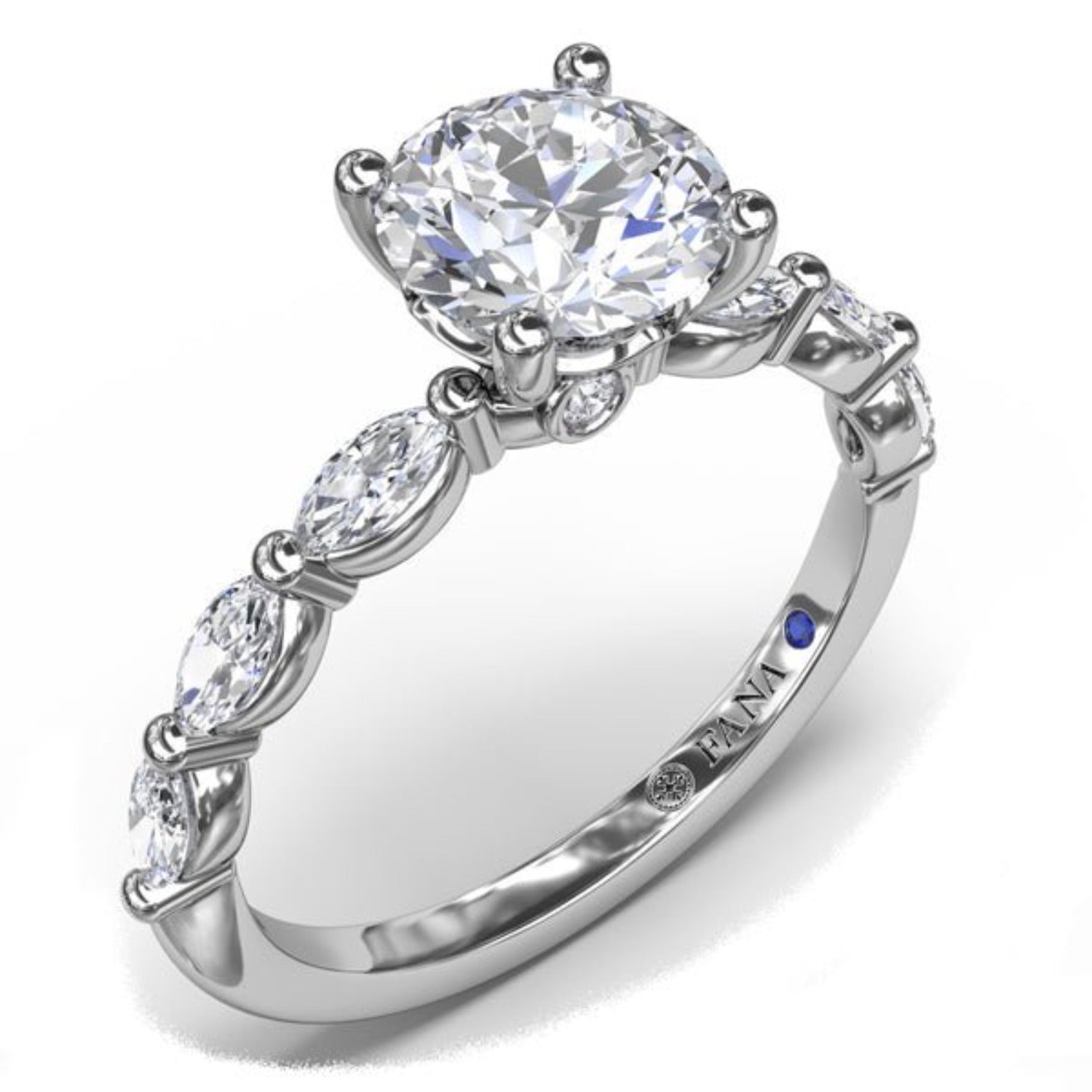 Fana Marquise Cut Side Shared Prong Diamond Engagement Ring