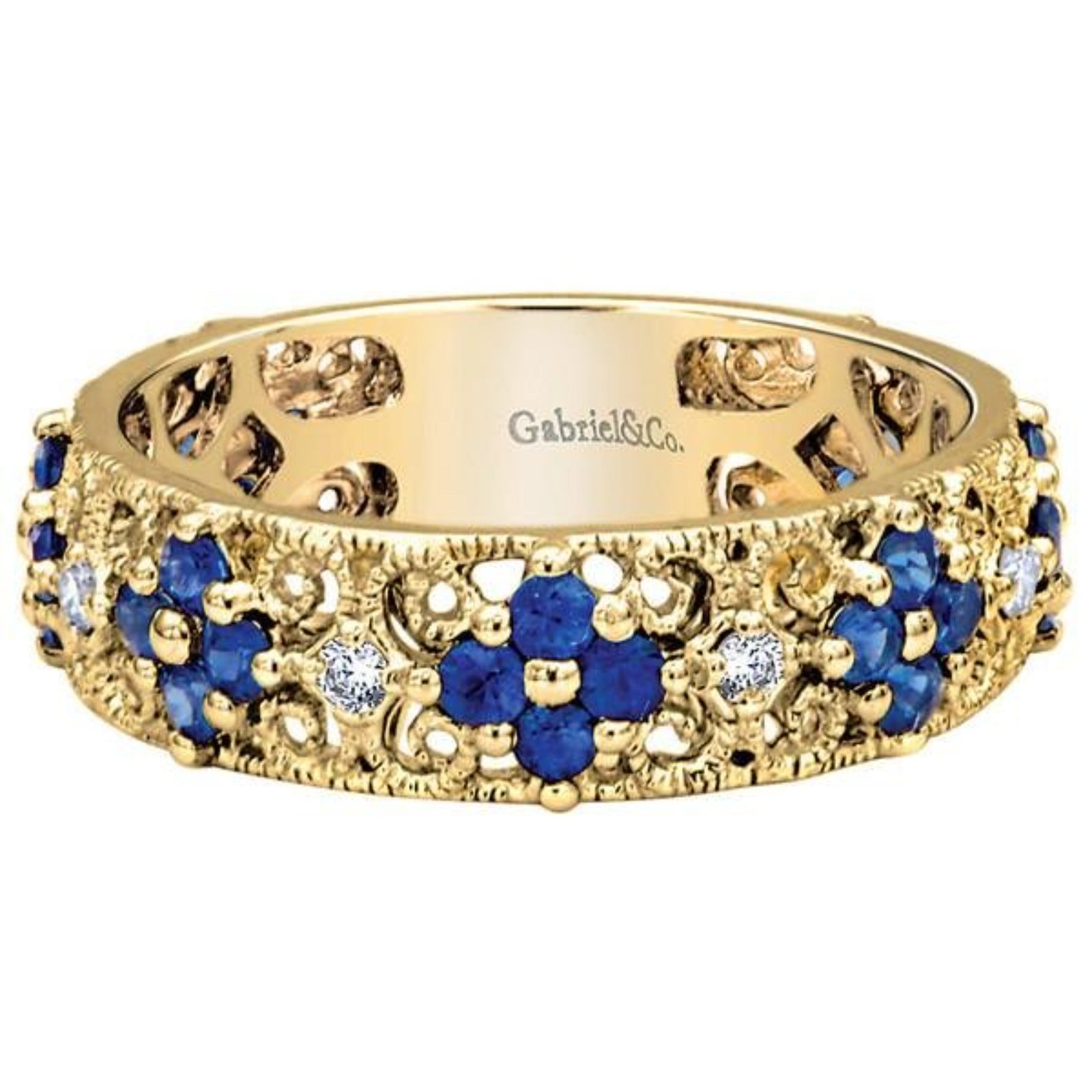 Gabriel "Celina" Blue Sapphire and Diamond Ring