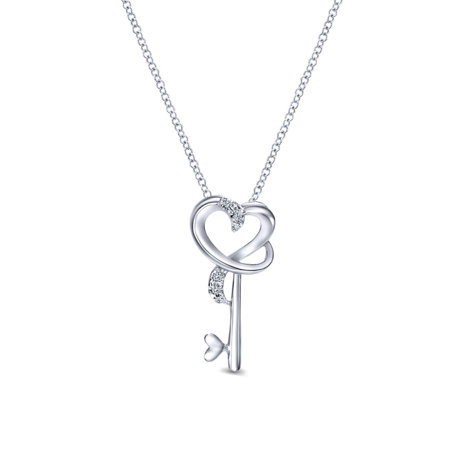 Gabriel & Co Sterling Silver "Key to Her Heart" Diamond Pendant