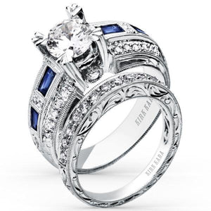 Kirk Kara Charlotte Baguette Cut Blue Sapphire Diamond Engagement Ring