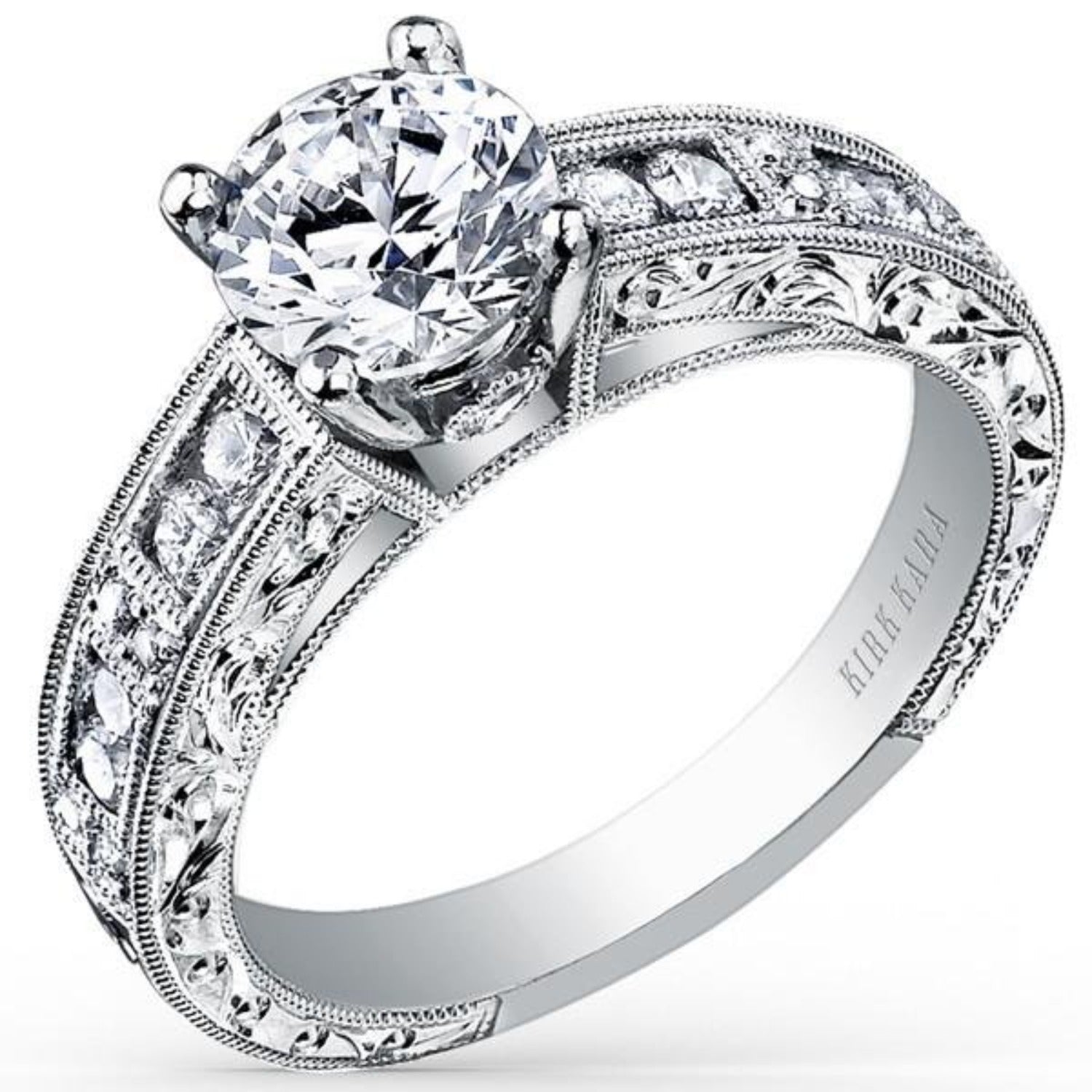 Kirk Kara "Charlotte" Vintage Style Channel Set Diamond Engagement Ring