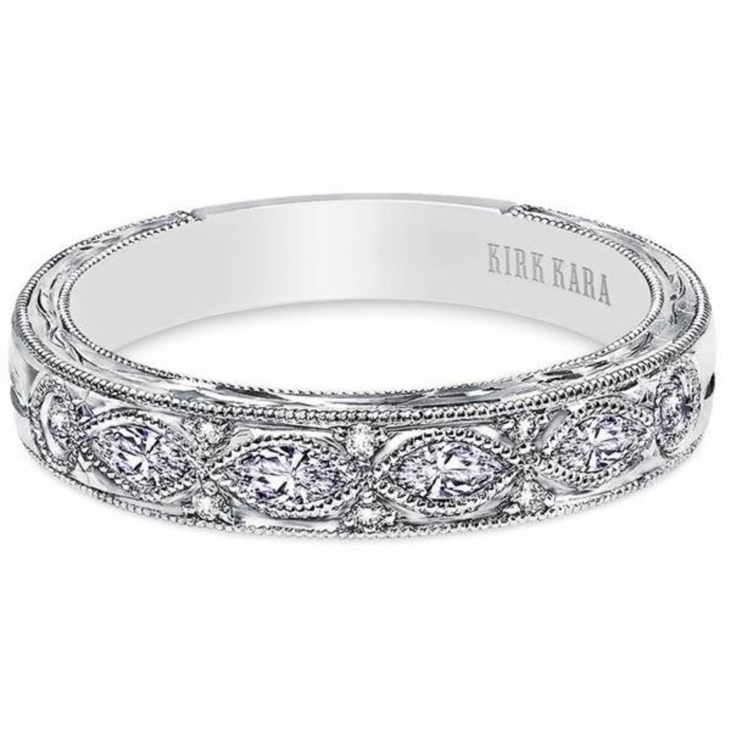 Kirk Kara Dahlia White Gold Marquise Cut Diamond Wedding Band