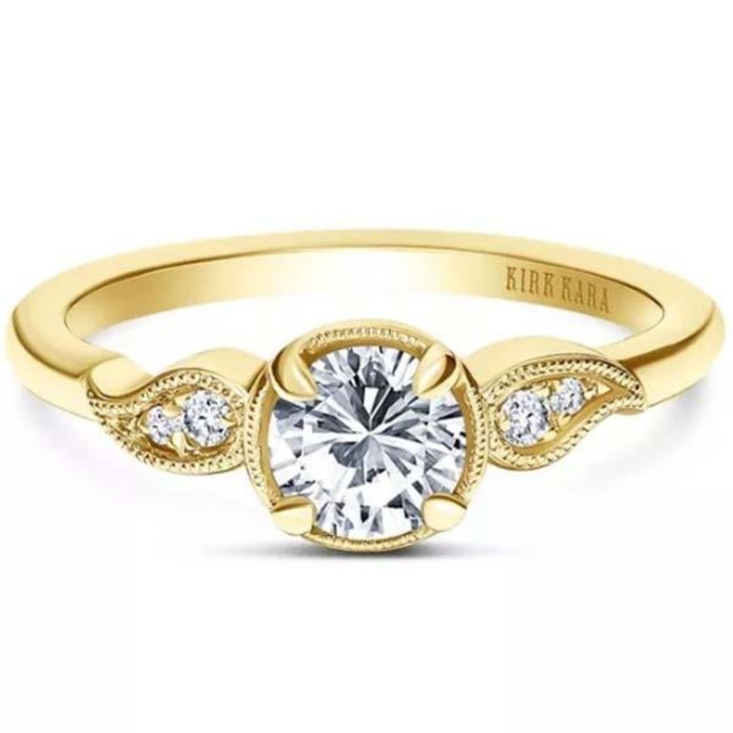 Kirk Kara Rayana Paisley Swirl Milgrain Halo Diamond Engagement Ring