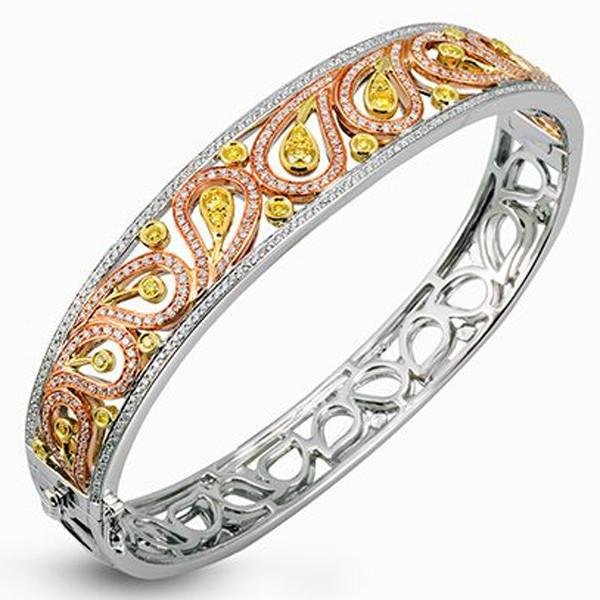 Simon G. "Paisley" Diamond Bangle Featuring Yellow & White Diamonds