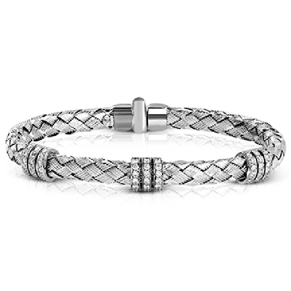 Simon G. White Gold Woven Diamond Bangle Bracelet