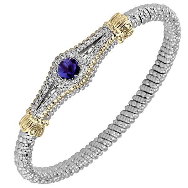 Vahan Sterling Silver & 14K Yellow Gold Purple Iolite Art Deco Style Bracelet