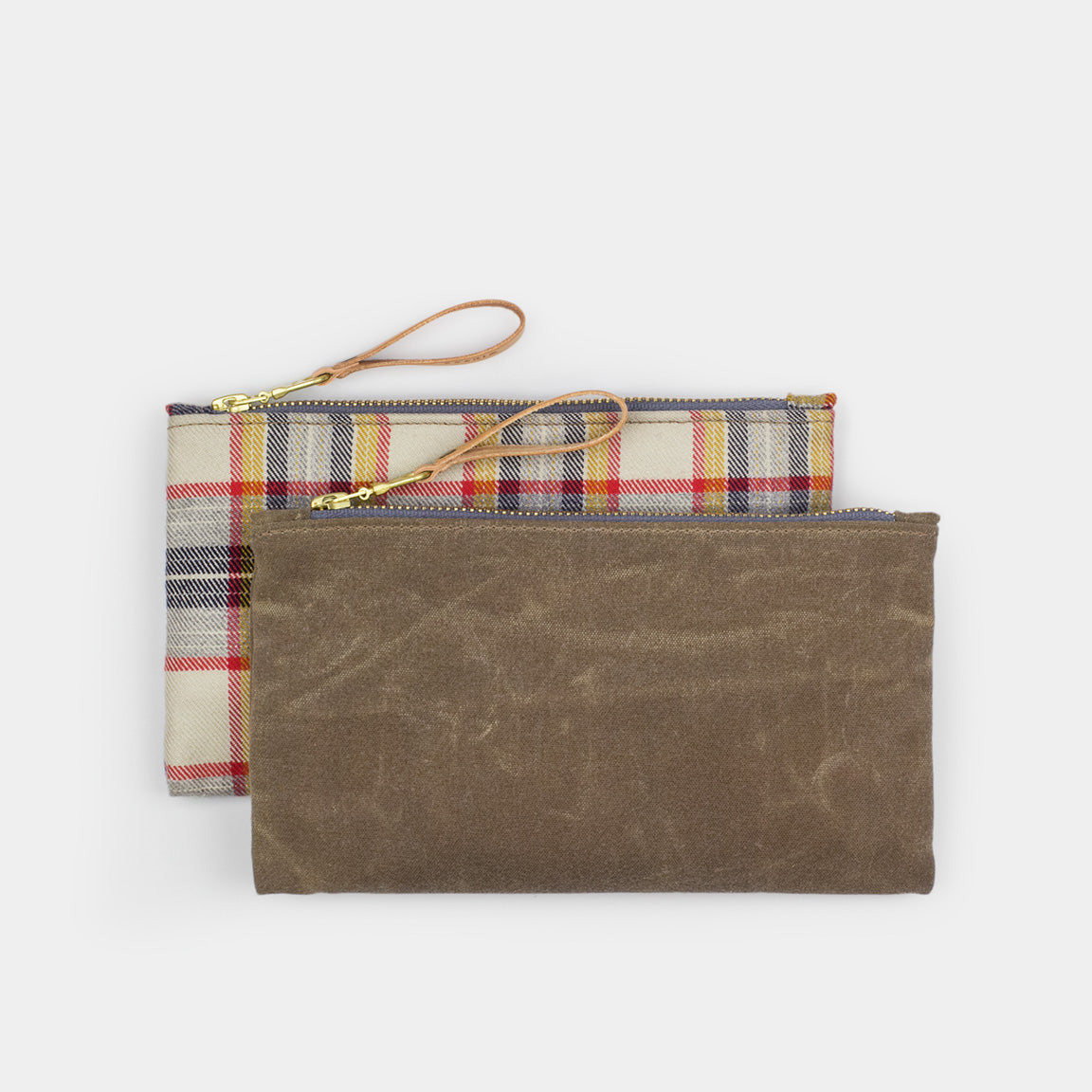 Winter Session Plaid Series Zip Pouch Waxed Canvas Flannel