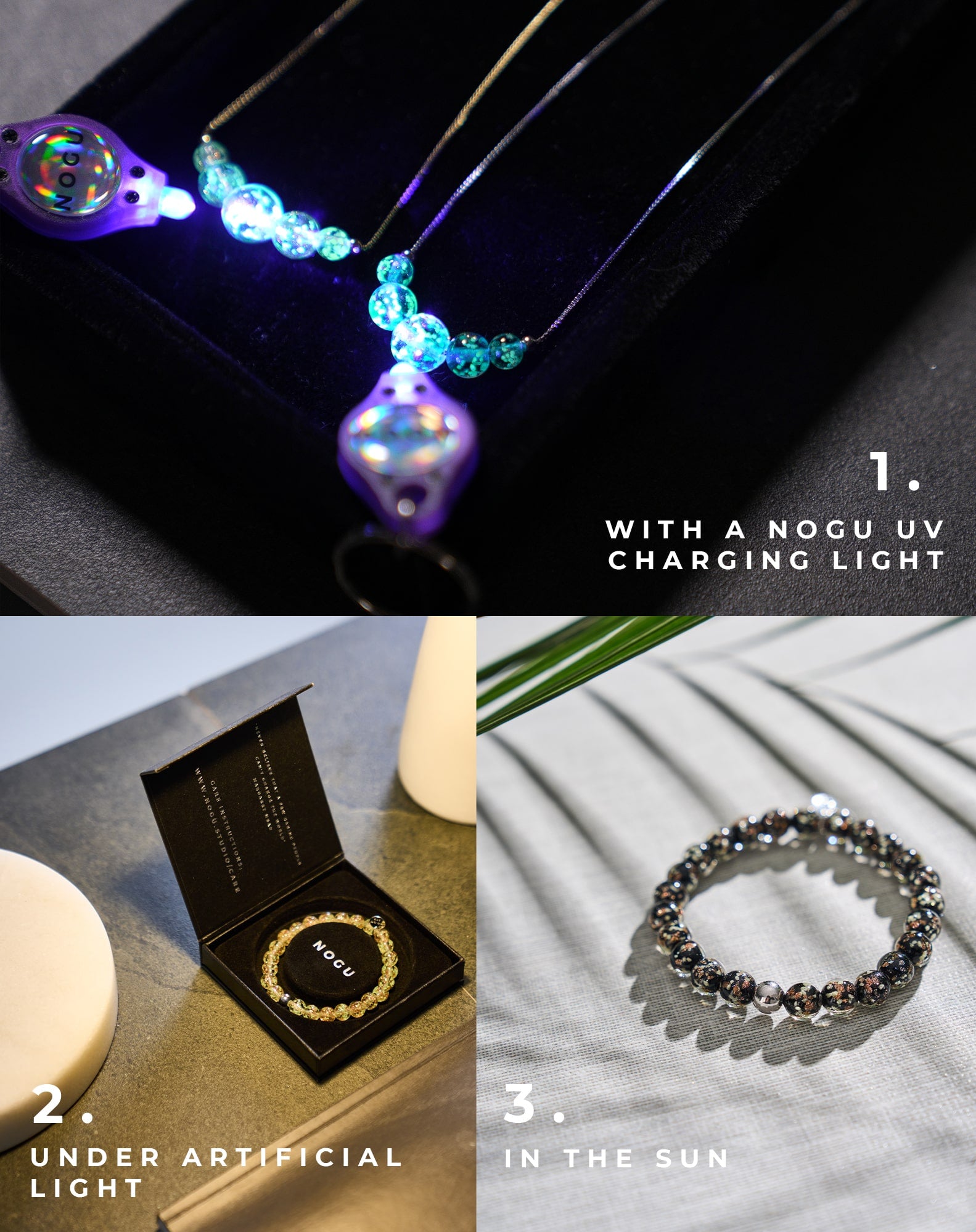 Comment charger vos bracelets, colliers et boucles d'oreilles en verre Firefly faits à la main (brillant dans le noir)