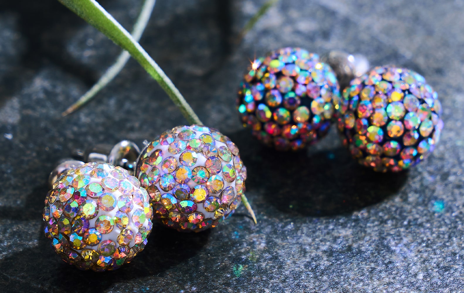 NOGU Stud Confetti Crystal Kikiballa Earrings made with CZ Diamonds