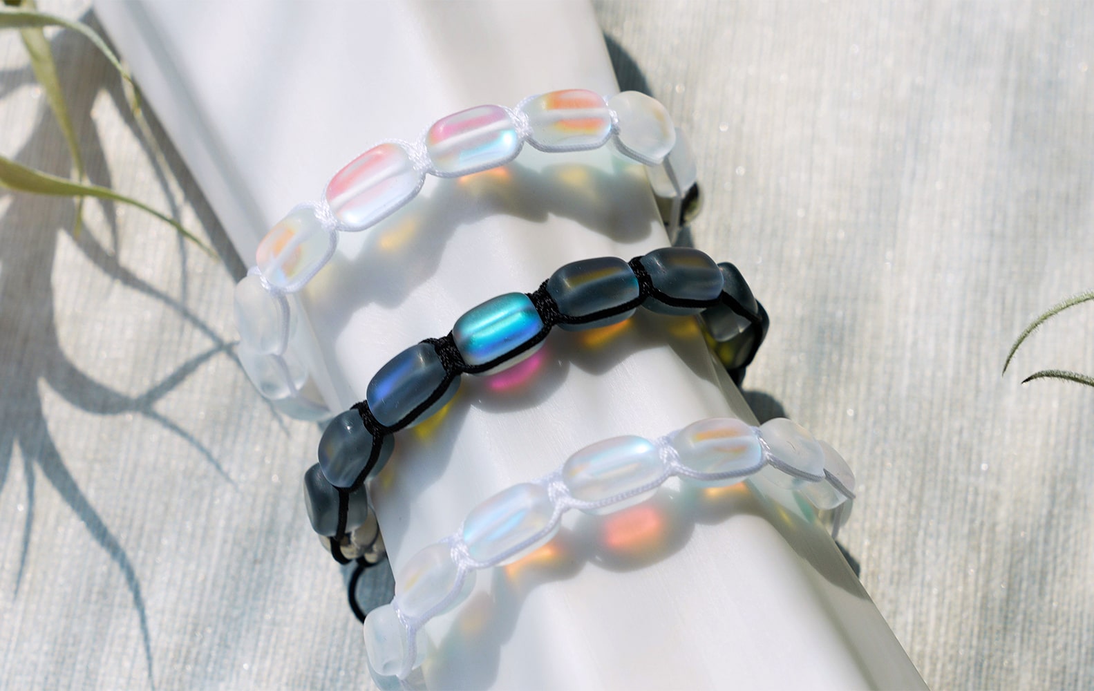 NOGU Handmade Authentic Mermaid Glass Pebble Adjustable Summer Bracelets