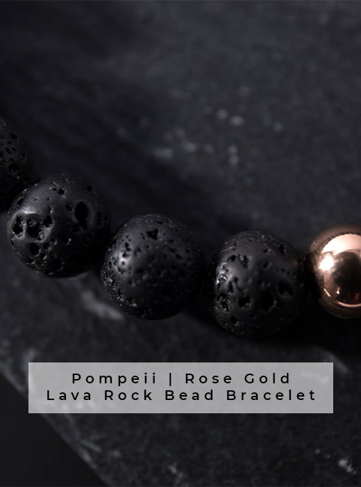 Pompeii Black Rose Gold Lava Rock Diffuser Bracelet Minimalist Father's Day Gift Idea