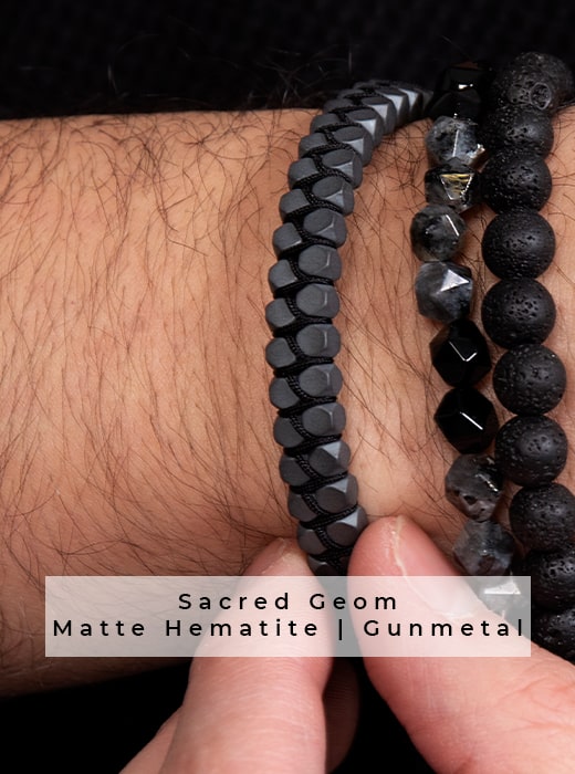 Matte Gunmetal Black Hematite Bracelet Minimalist Father's Day Gift Idea