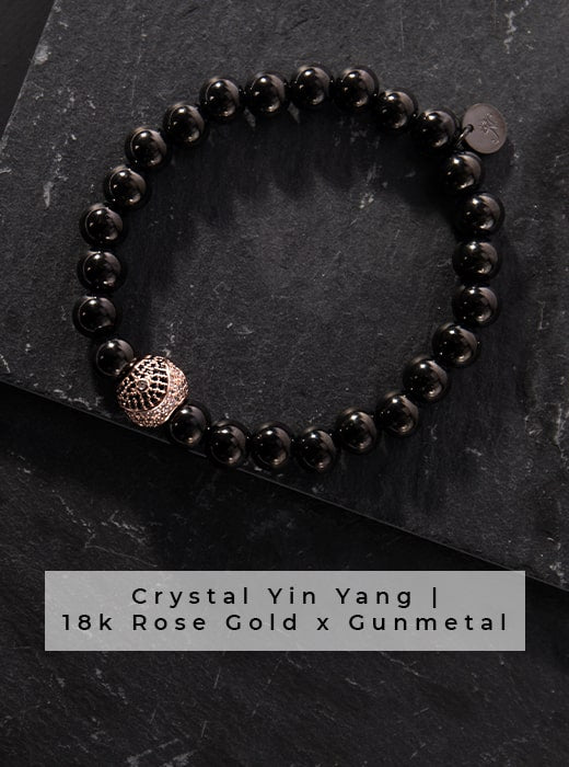Black Rose Gold Yin Yang Balance Yoga Bracelet Gift Idea Recommendation for Zen Father's Day