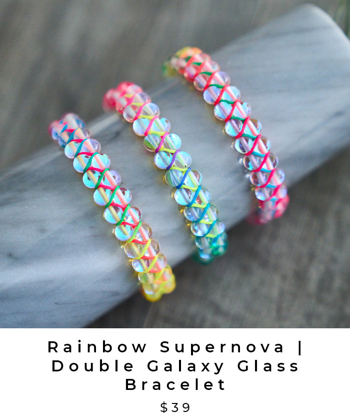 Rainbow Supernova Double Galaxy Glass Spectrum Bracelet (Pride)