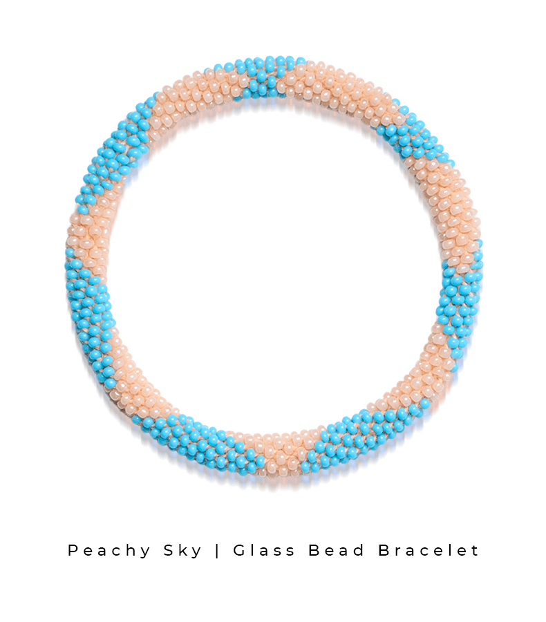 Peachy Sky Himalaya Fair Trade Glass Bead Bracelet