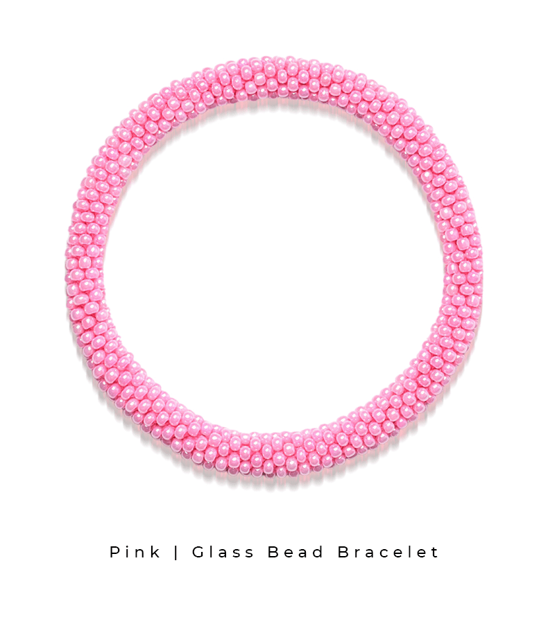 Bracelet fait main en perles de verre de la collection Himalaya rose