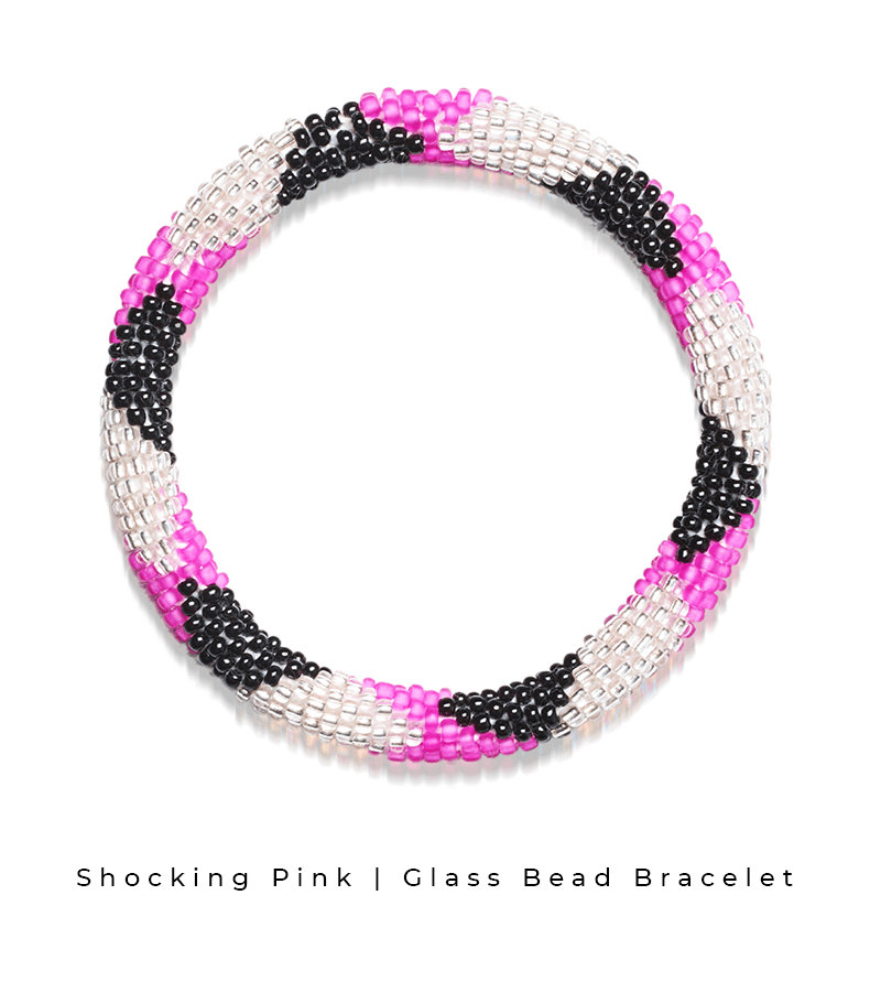 Shocking Pink Himalaya Collection Handcrafted Glass Bead Bracelet