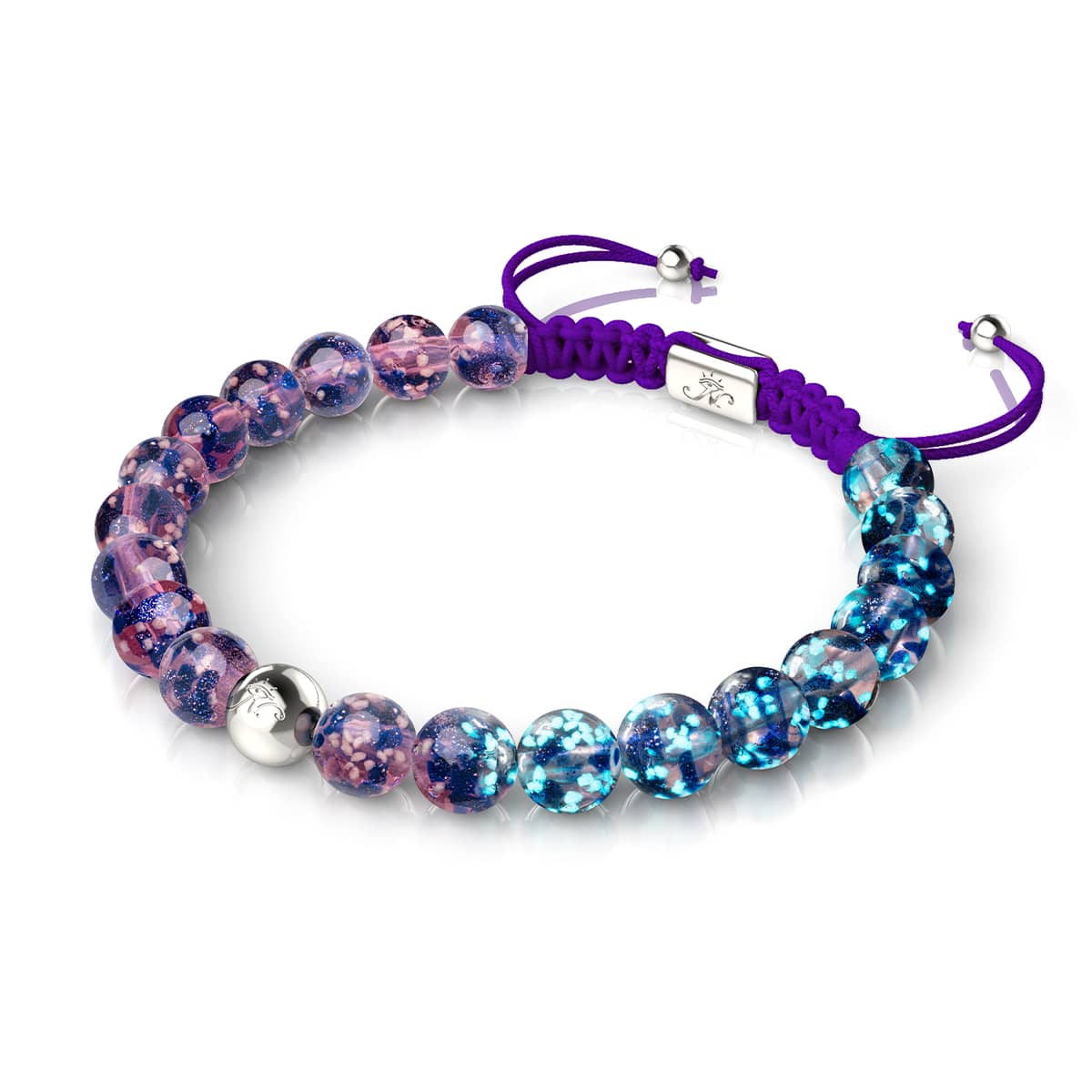 Image of Purple Elixir | Silver | Firefly Glass Macrame Bracelet