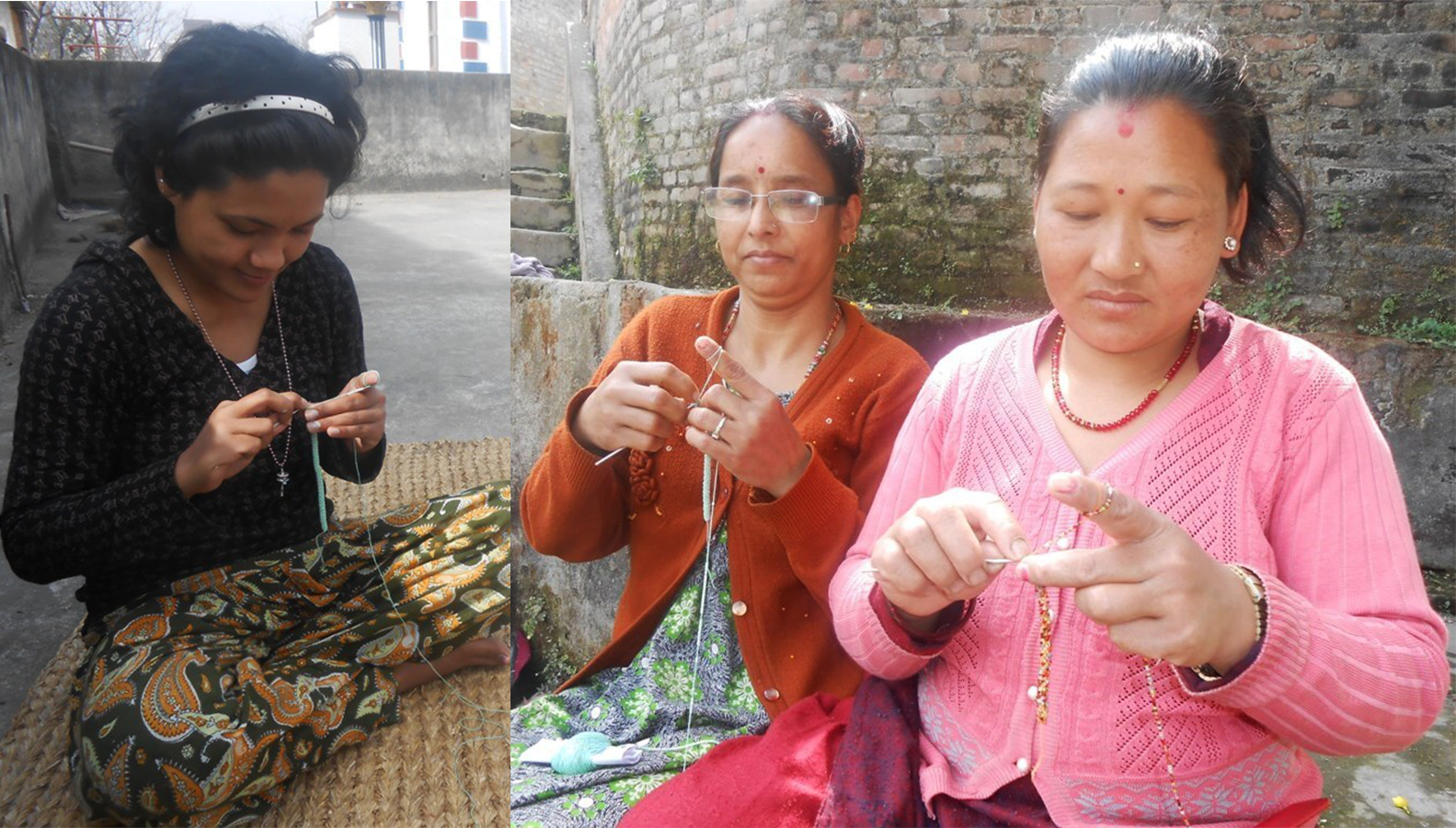 Women artisan creators in Kathmandu Valley, Nepal handmaking our Himalaya glass bead bracelets