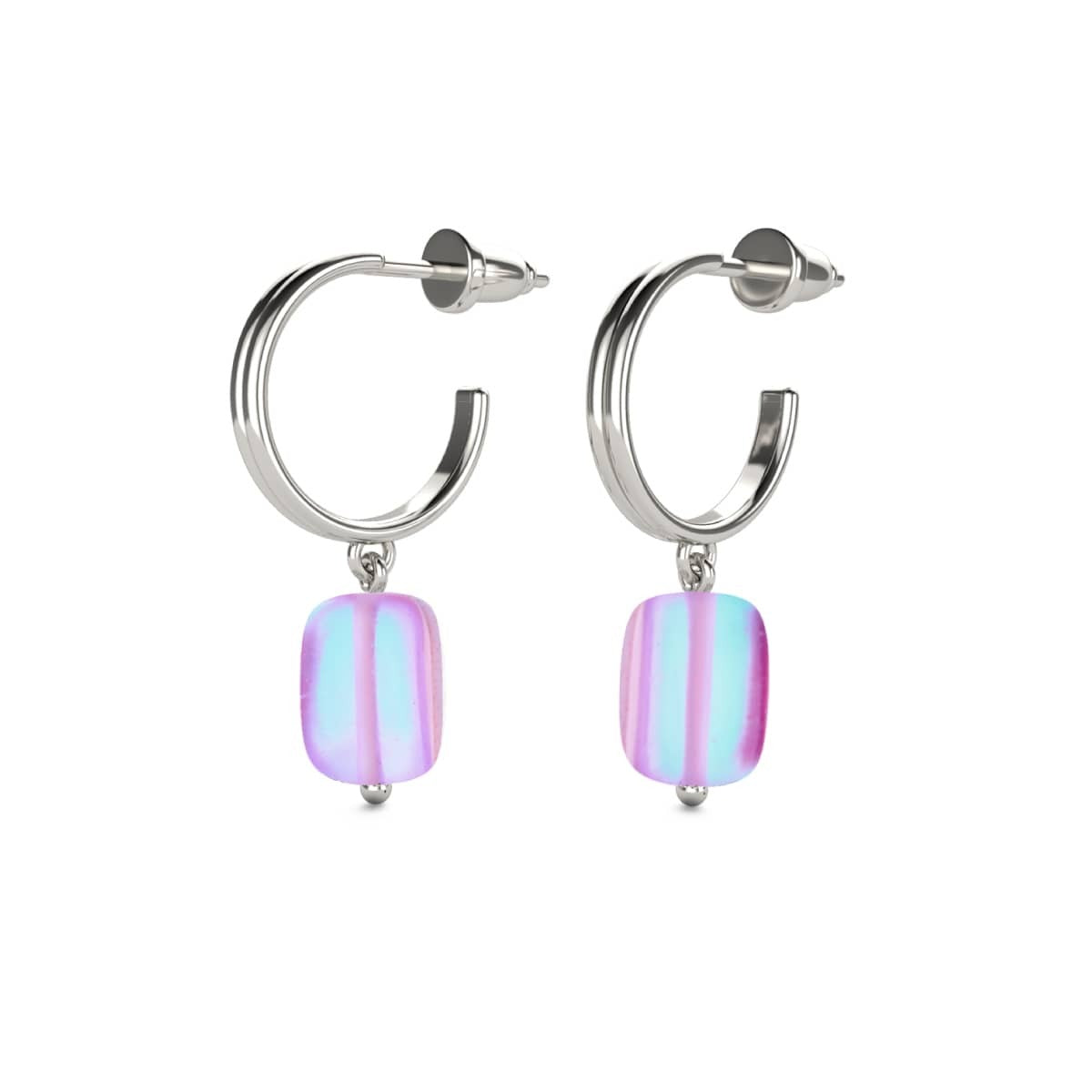 Image of Lavender | .925 Sterling Silver | Mermaid Glass Pebble Huggie Earrings