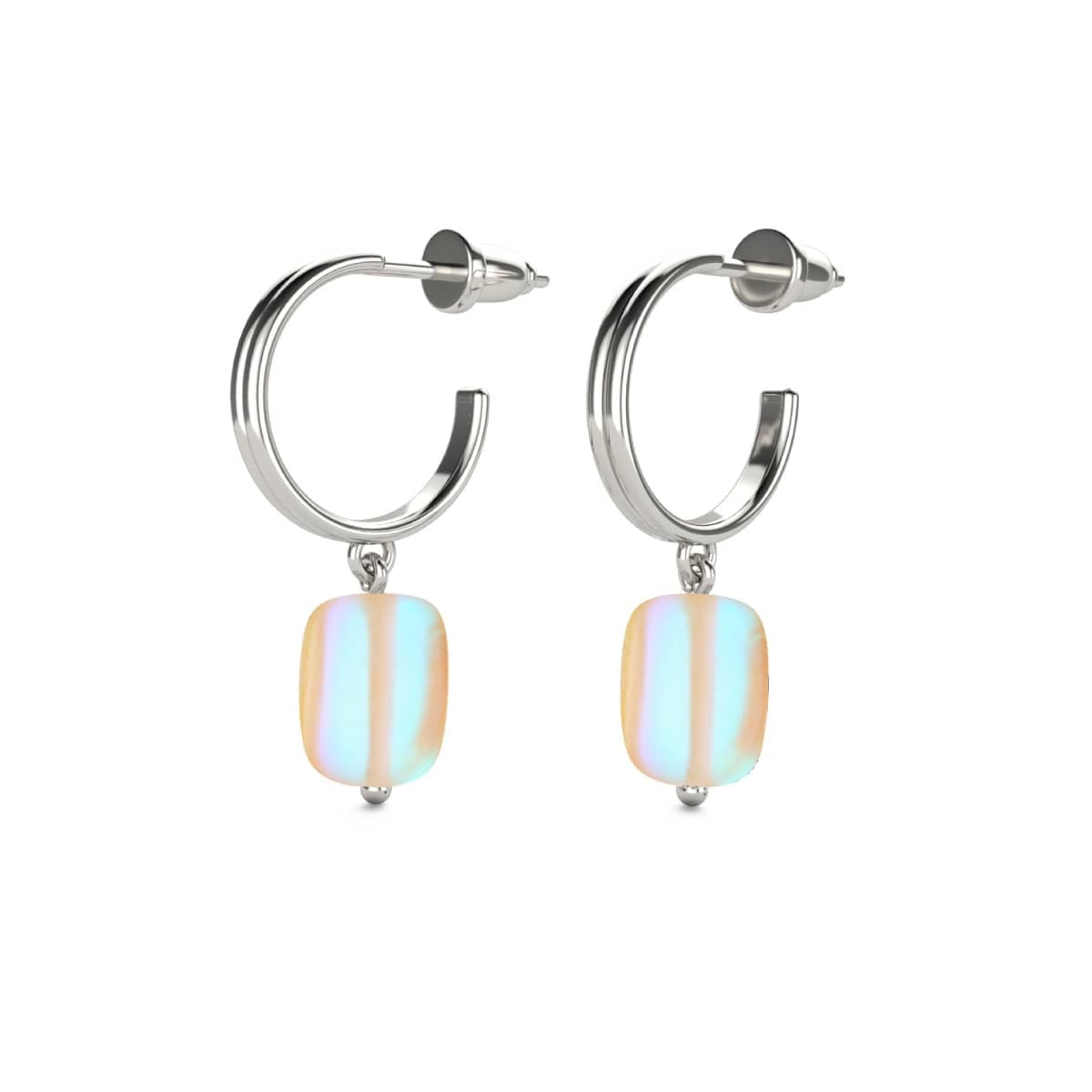 Image of Peach | .925 Sterling Silver | Mermaid Glass Pebble Huggie Earrings