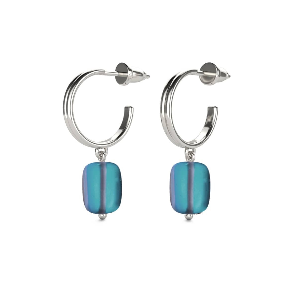 Image of Grey | .925 Sterling Silver | Mermaid Glass Pebble Huggie Earrings